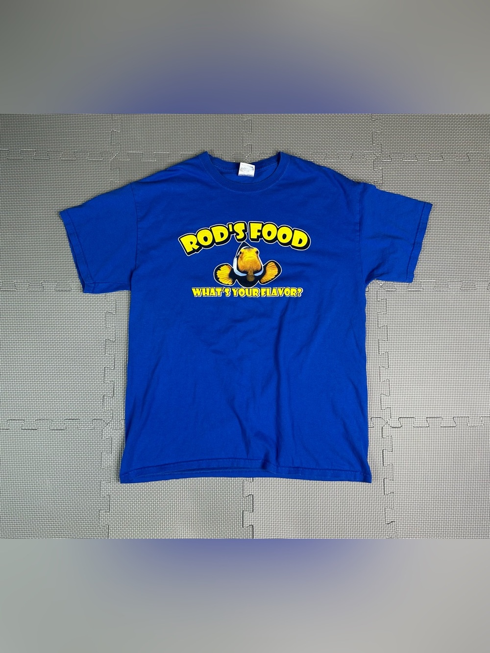 Gildan Rod's Food Clownfish Aquarium T-shirt Blue Men's L